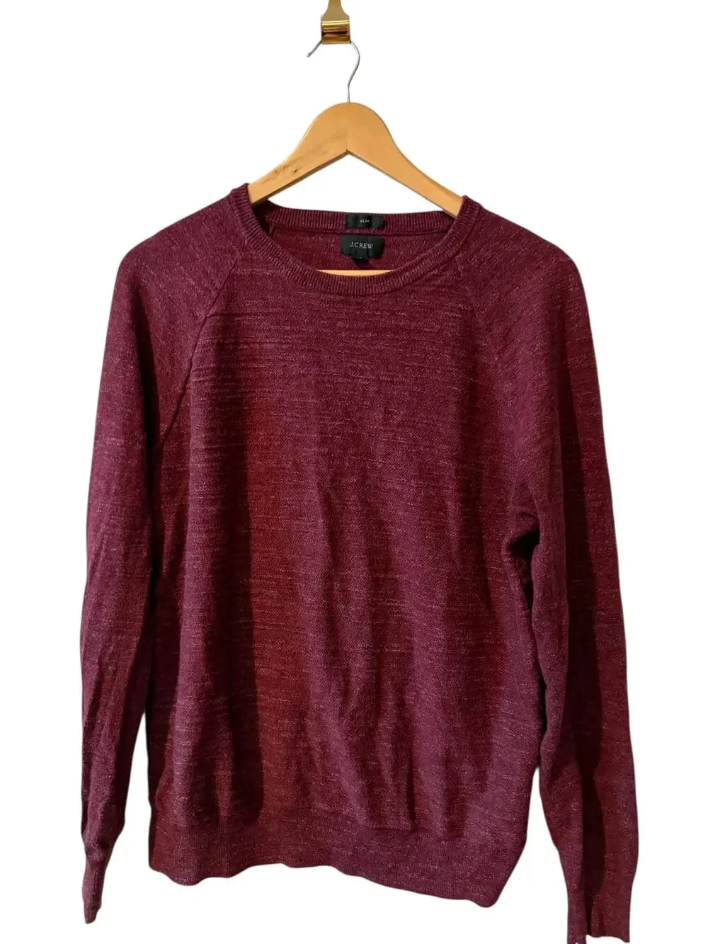 J Crew Cotton Midweight Slim Crewneck Top Burgundy M
